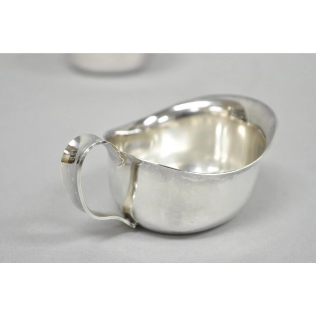 Silver Vintage Carl Cohr Denmark Mid Century Modern Silver Plated Creamer & Sugar Bowl For Sale - Image 8 of 10