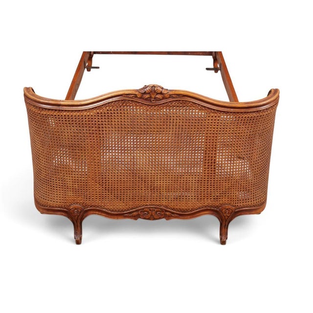 Antique French Provincial Caned Bedframe For Sale - Image 4 of 6