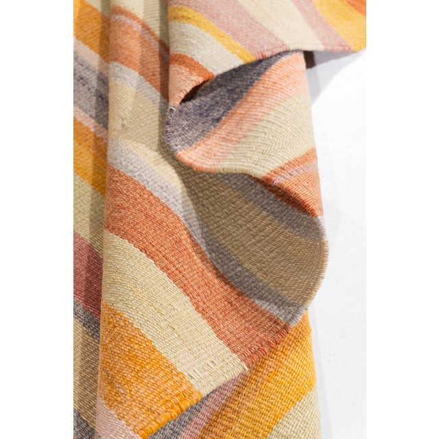 Vintage Circa 1940 Orange Turkish Kilim Flatweave Rug 5ft 7in X 8ft 6in For Sale - Image 10 of 13