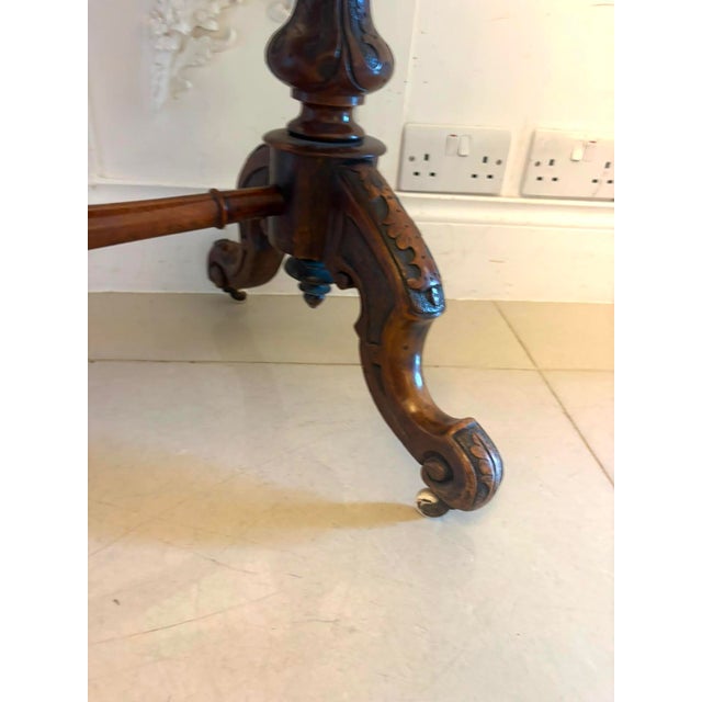 Antique Victorian Carved Burr Walnut Centre Table with Chess Top, 1860 For Sale - Image 9 of 15