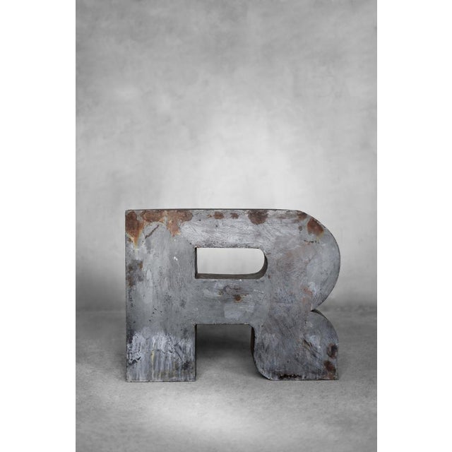 Large Vintage Polish Industrial Metal Letter R, 1950s For Sale - Image 12 of 12