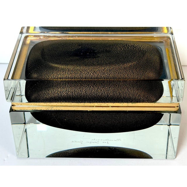 Signed Alessandro Mandruzzato for Design Guild Murano Sommerso Faceted Glass Box, 1970s A striking sculptural Murano glass...