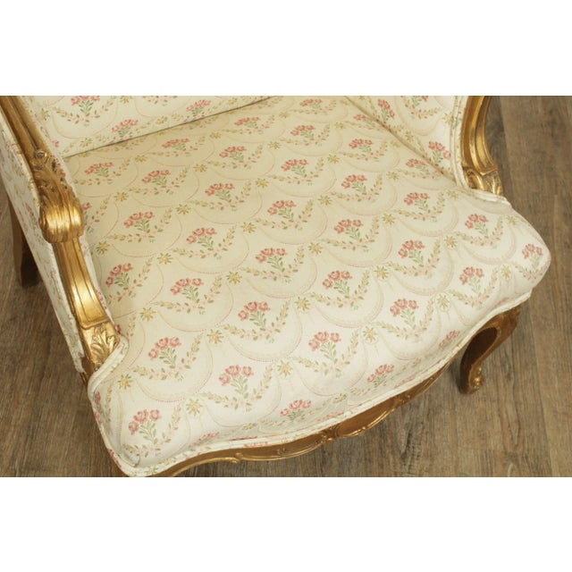 Off-white French Louis XV Style Antique Gilt Frame Bergere Chair For Sale - Image 8 of 13