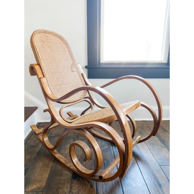 Late 20th Century Bentwood Cane Rocking Chair Chairish