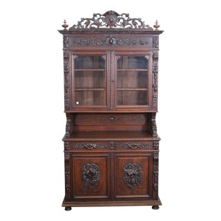 Late 19th Century Large Superb Quality French Antique Heavily Carved Oak Hunt Board For Sale