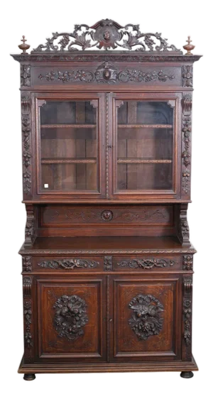 Late 19th Century Large Superb Quality French Antique Heavily Carved Oak Hunt Board
