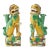 Sancai Guardians: Pair of Chinese Kangxi Biscuit Porcelain Fu Lions For Sale
