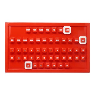 1970s Red Plastic Perpetual Calendar For Sale