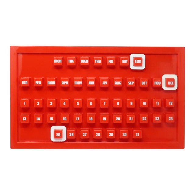 1970s Red Plastic Perpetual Calendar For Sale