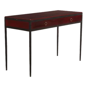 An Iron and Leather Writing Desk in the Manner of Jean-Michel Frank. Contemporary.