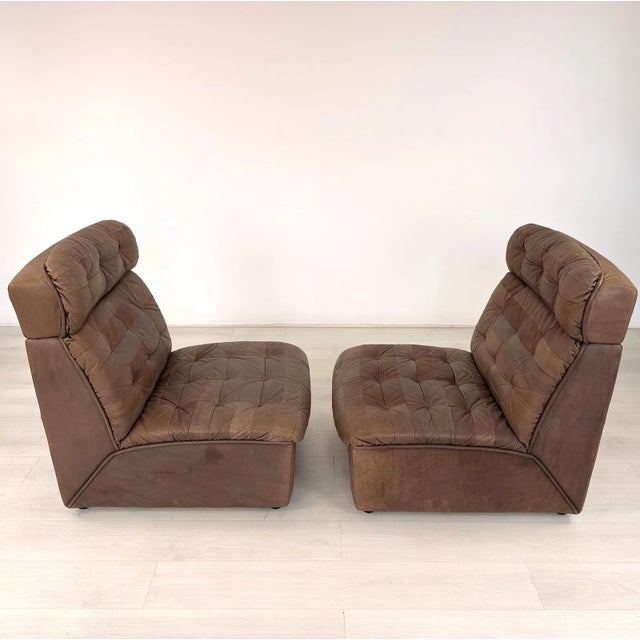 1970s De Sede Style Patchwork Leather Three-Piece Modular Sofa For Sale - Image 4 of 17
