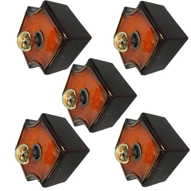 Orange and Brown Ceramic Wall Lights Keramik, Germany, 1970s For Sale - Image 13 of 16