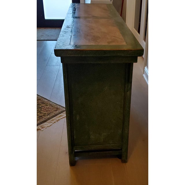 Green Neiman Marcus Solid Elm 9-Drawer "Zhang" Sideboard With Marble Top by David & Daniel Design For Sale - Image 8 of 9
