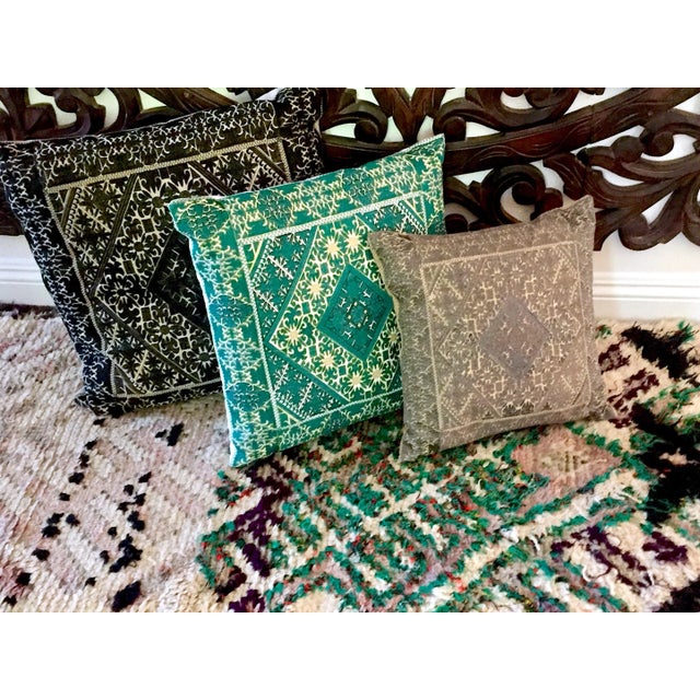 2010s Swati Green Embroidered Pillow For Sale - Image 5 of 5