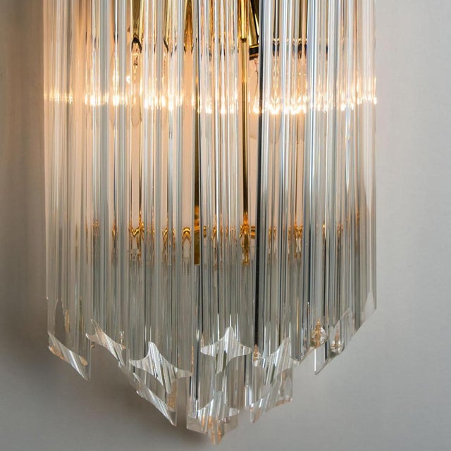 Triedroglass Tree Tears Clear Gold Glass Brass Sconce from Venini, 1970s For Sale - Image 12 of 17