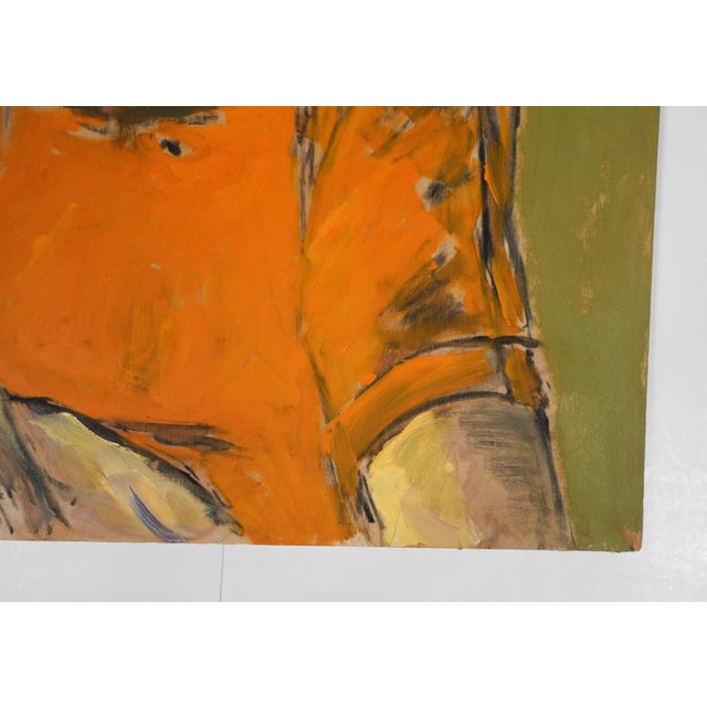 Early 21st Century Contemporary Expressionist Portrait Painting of Man in Orange Shirt For Sale - Image 5 of 6