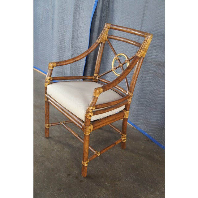 8 McGuire Mid Century Modern Boho Chic Bamboo Target Back Dining Chairs For Sale - Image 10 of 18