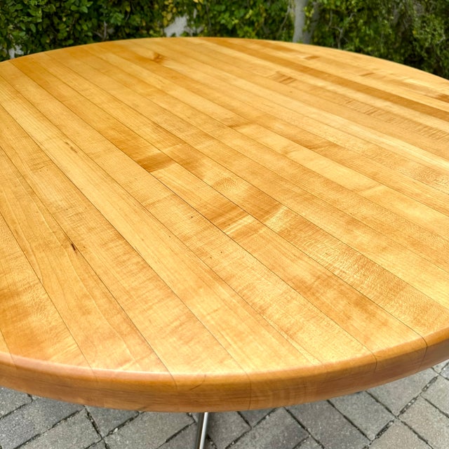 Wood Restored 1970s Solid Maple Butcher Block Dining Table on Pedestal Base For Sale - Image 7 of 8