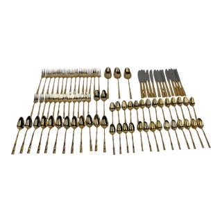 Vintage Mid-Century Faux Bamboo Flatware Service - Set of 86 For Sale