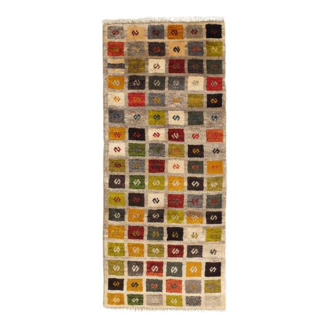 Vintage Hand-Knotted Persian Gabbeh Runner 1'9" X 4'0" For Sale