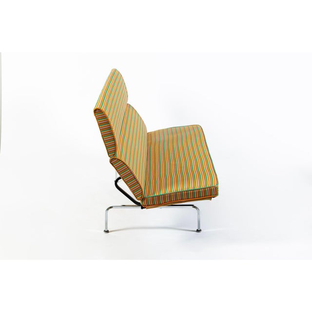 Orange Eames Sofa Compact for Herman Miller, Alexander Girard Maharam Striped Fabric, 2 Available For Sale - Image 8 of 17