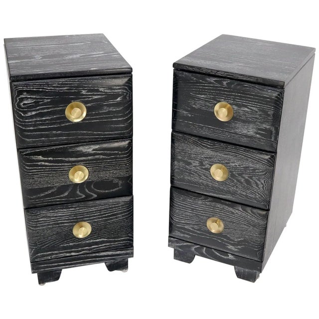 Pair of Three-Drawer Ceruised Oak Nightstands End Tables For Sale - Image 13 of 13