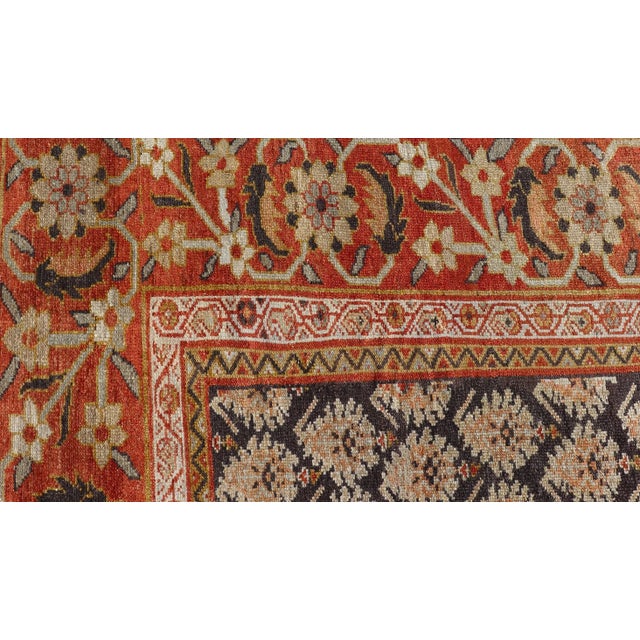 Early 20th Century Dark Blue Antique Persian Sultanabad Rug in All-Over Paisley 10'3 X 15'2 For Sale - Image 5 of 15