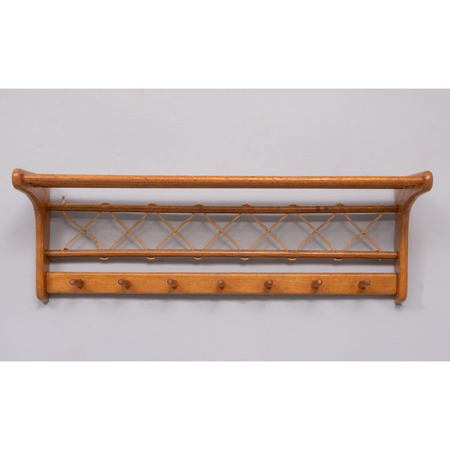 Mid-Century Modern Oak Hanging Coat Rack by Johan Wulfers, Holland, 1950s For Sale - Image 3 of 8