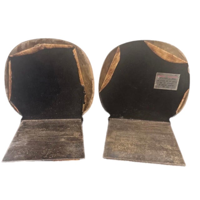 Keith Haring Rare Pair Vintage 50s Yemiel Hadany Mid Century Modern Brutalist Bronze Abstract Relief Bookends of Ancient Hebrew Letters Israel For Sale - Image 4 of 6