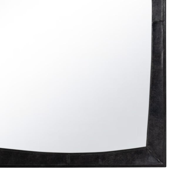 Contemporary Estaban Leather Mirror Small, Black For Sale - Image 3 of 5