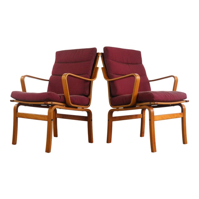 Mid Century Modern Bentwood Lounge Chairs by Gote Mobler, Sweden For Sale