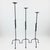 Hand Forged Iron Candelabra Set of 3 (90-110cm) Antique Copper Finish Segmented Ring Node Floor Set For Sale - Image 6 of 6