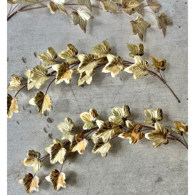 Curtis Jere 1970s Vintage Curtis Jere-Style 4 Gold Metal Leaf Wall Hanging Sculpture For Sale - Image 4 of 10