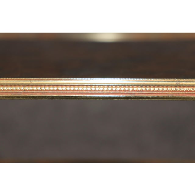 Glass Maison Jansen Style Eglomise Glass & Brass 3 Tier End Table C. 1950's For Sale - Image 7 of 12