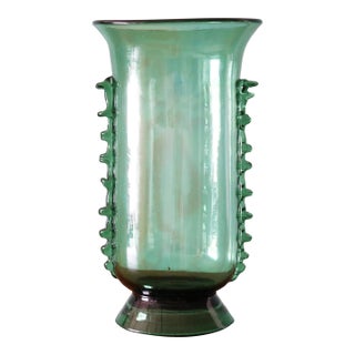 1960s 16" Large Italian Green Empoli (Attr.) Center Vase For Sale