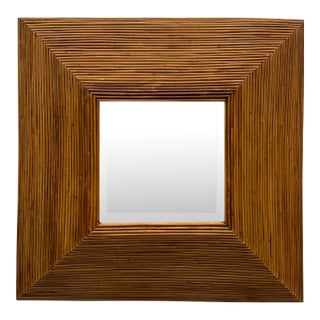 Vintage 3-Dimensional Pencil Reed Coastal Beveled Mirror For Sale