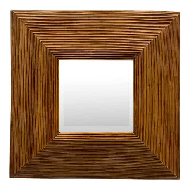 Vintage 3-Dimensional Pencil Reed Coastal Beveled Mirror For Sale