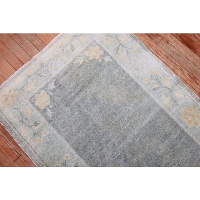 Early 20th Century Zabihi Collection Antique Neutral Floral Chinese Peking Rug For Sale - Image 5 of 8