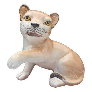 Vintage Porcelain Lion Figurine, 1960s For Sale