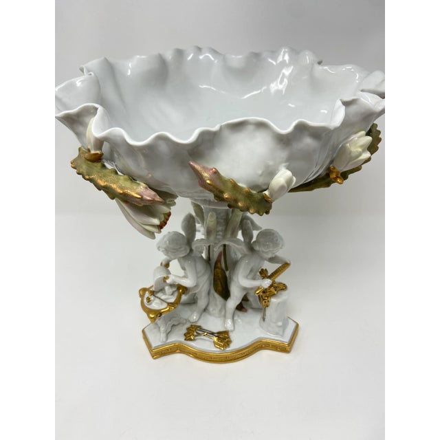 Antique Cherubs Centerpiece Compote by MOORE BROS English Very Rare Large Size 12.5'' H x 10.5'' W The piece is 12.5''...