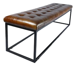 Matthew Izzo Home Norwood Long Tufted Leather & Iron Bench - Large