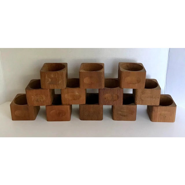 Wood Swedish Teak Cup Holders Herbert B Hyman’s Square - 12 For Sale - Image 7 of 8