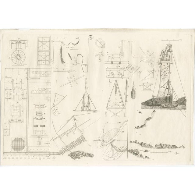 Lighthouse Architecture and Engineering Engravings, 1800, Paper, Set of 3 For Sale - Image 4 of 11