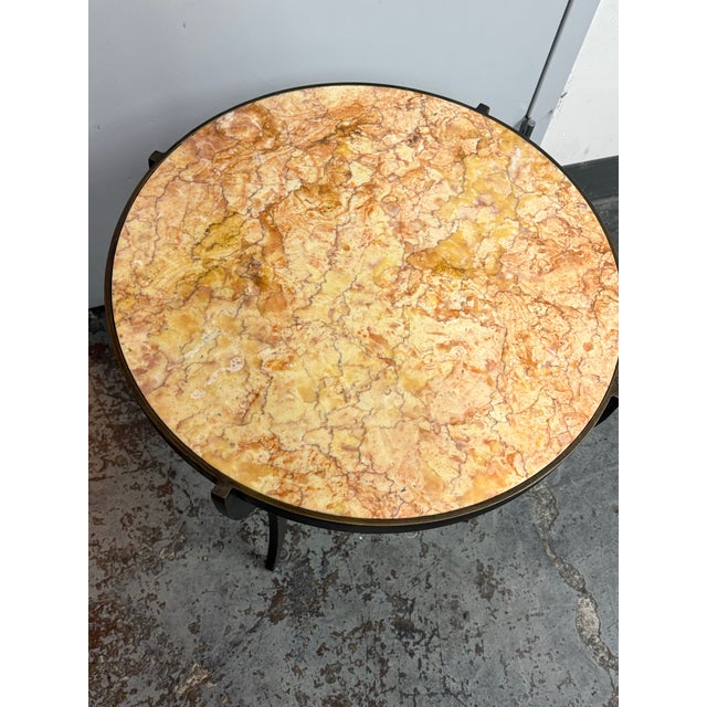 Bespoke Marble Top + Metal Side Table For Sale In San Francisco - Image 6 of 12