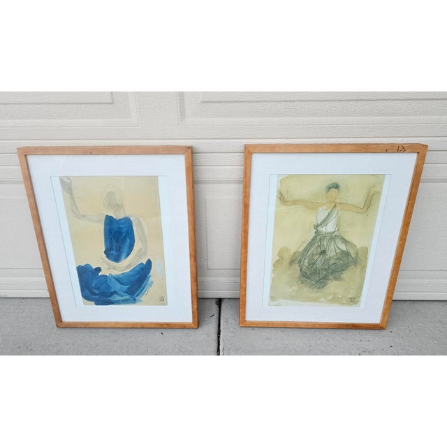 Art Deco After Auguste Rodin “Danseuse Cambodgienne” Offset Lithographs, Pair, C. 1990s For Sale - Image 3 of 12