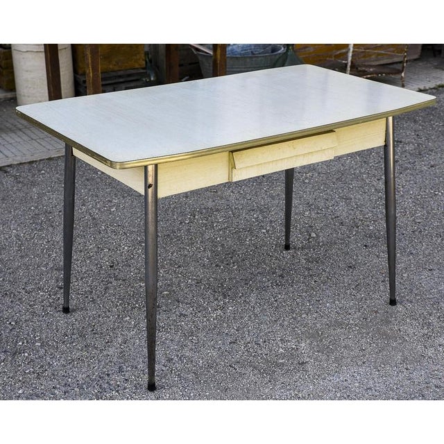 Kitchen Table with White Formica Top and Pastry Board, 1970s For Sale - Image 3 of 9