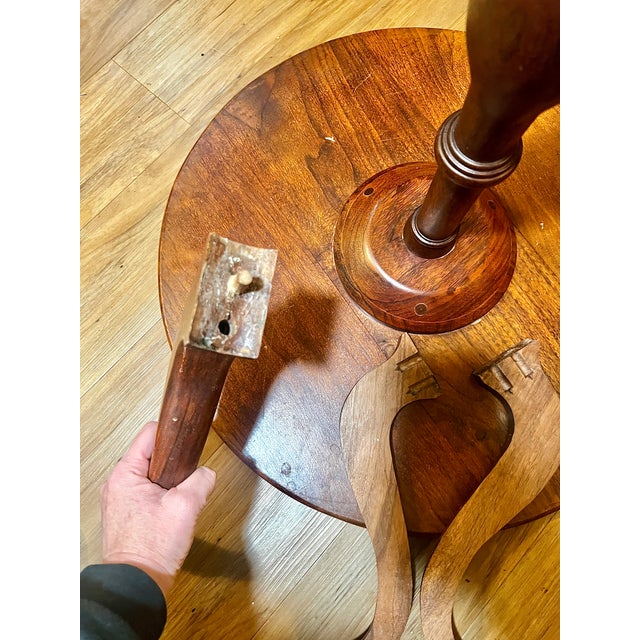 Burnt Umber Antique Mahogany Snake-Foot Tripod Candle Table, 19th Century, Regency Tradition For Sale - Image 8 of 16