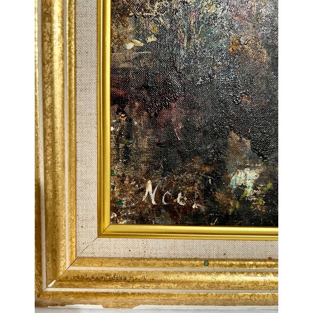 Paint Attributed to Georges Noel, Abstract Expressionist Textured Art Informel Oil Painting Signed Noel For Sale - Image 7 of 17