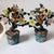 This is a striking pair of vintage gemstone bonsai trees, each presented in a cloisonné enamel planter. The tree's...