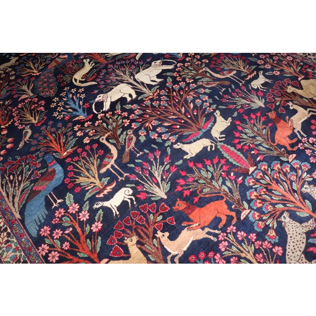Early 20th Century Zabihi Collection Jewel Toned Botanical Persian Meshed Animal Pictorial Rug - 11'7" x 13'10" For Sale - Image 10 of 12